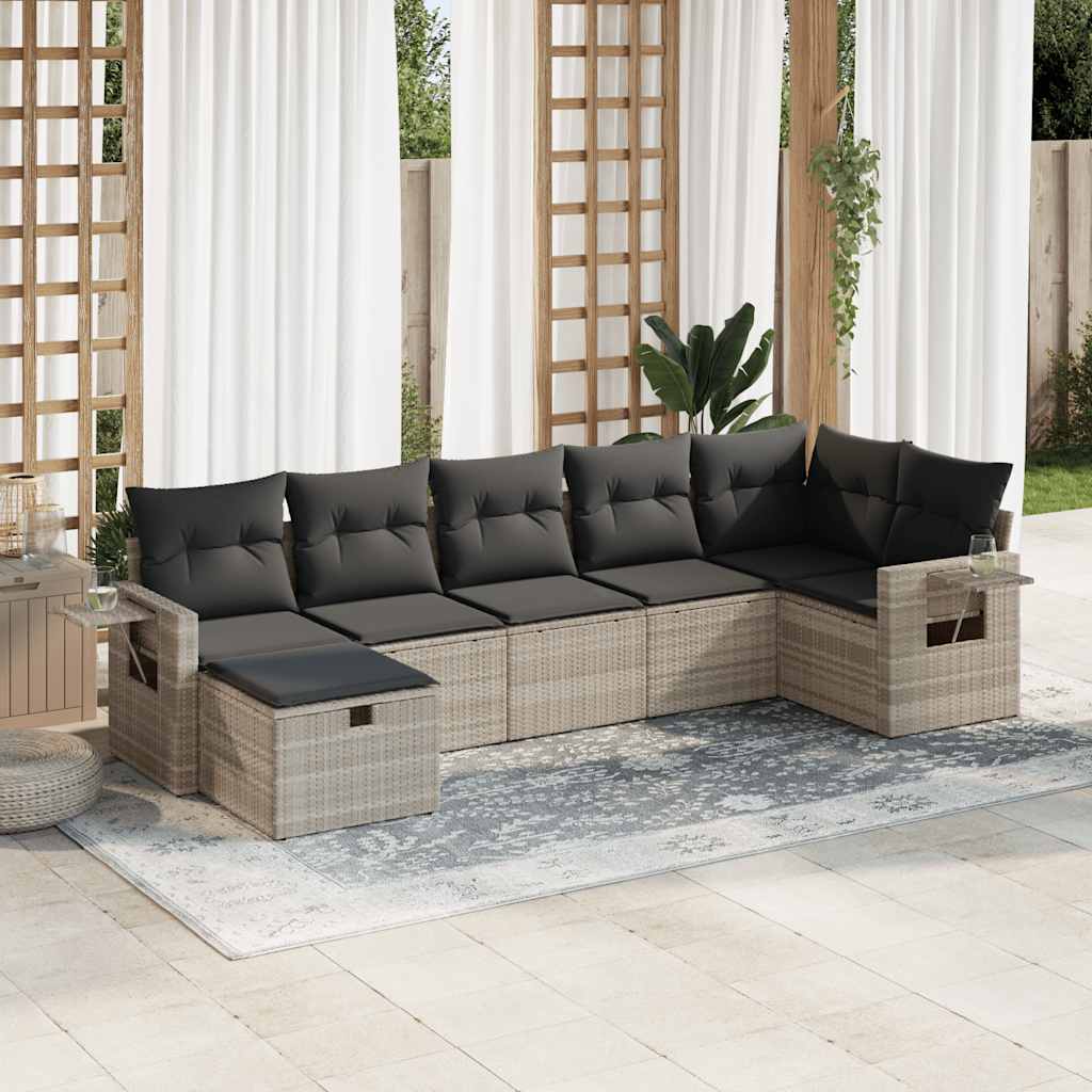 7-dijelni set vrtnih sofa svjetlosivi od poliratana