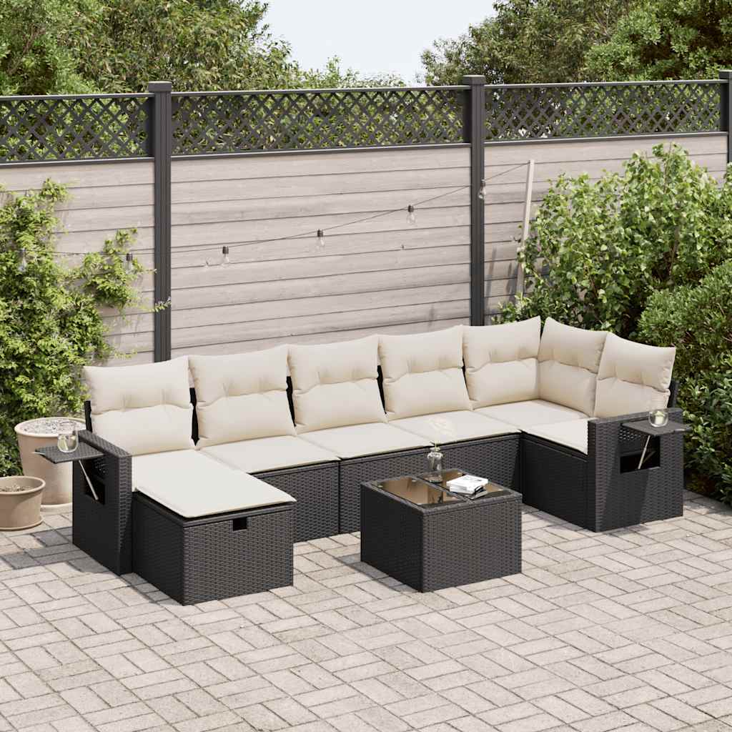 8-dijelni set vrtnih sofa od poliratana s jastucima crni