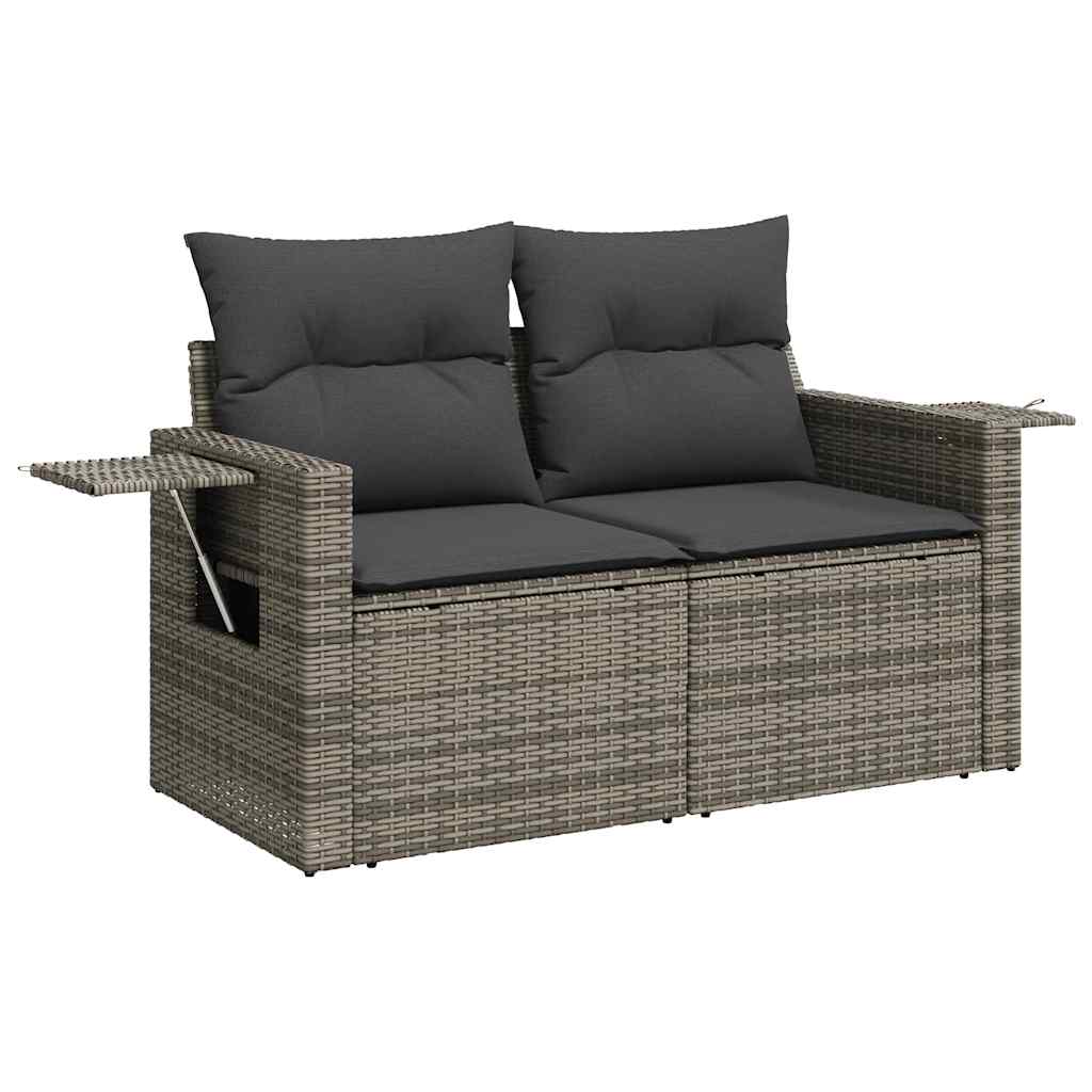 8-dijelni set vrtnih sofa od poliratana s jastucima sivi