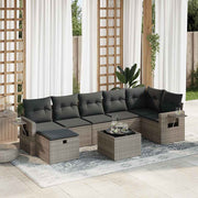 8-dijelni set vrtnih sofa od poliratana s jastucima sivi