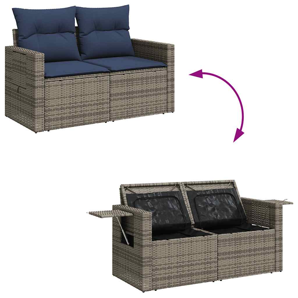 8-dijelni set vrtnih sofa od poliratana s jastucima sivi