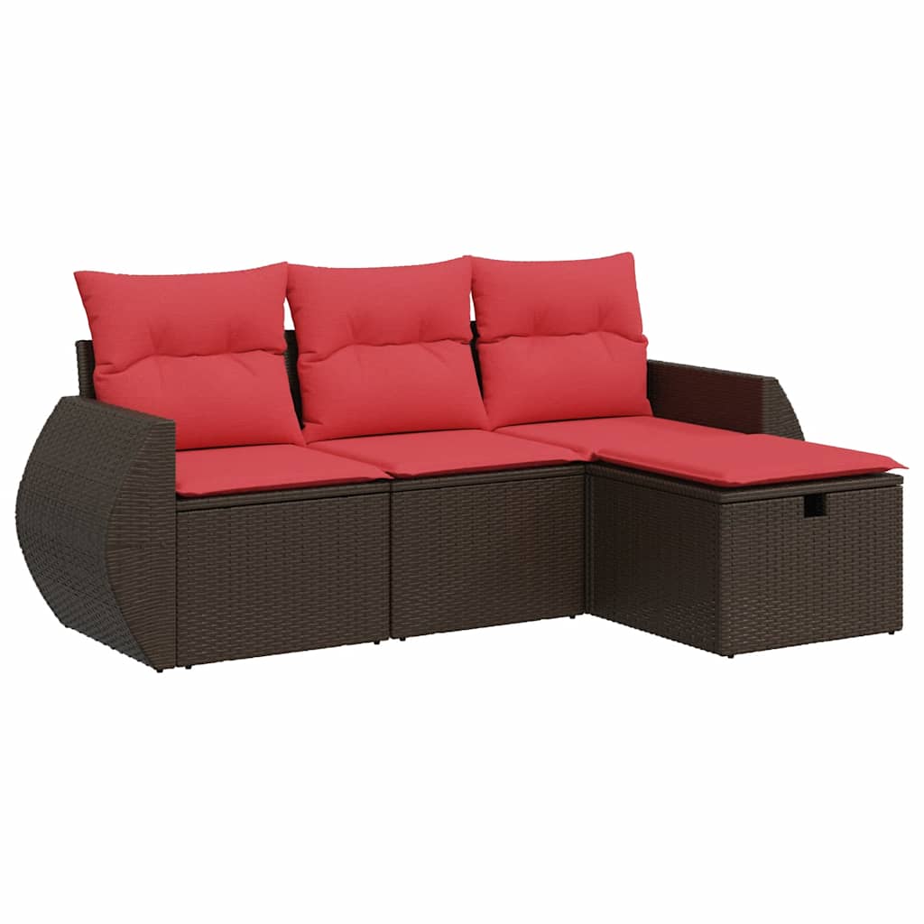4-dijelni set vrtnih sofa od poliratana s jastucima smeđi