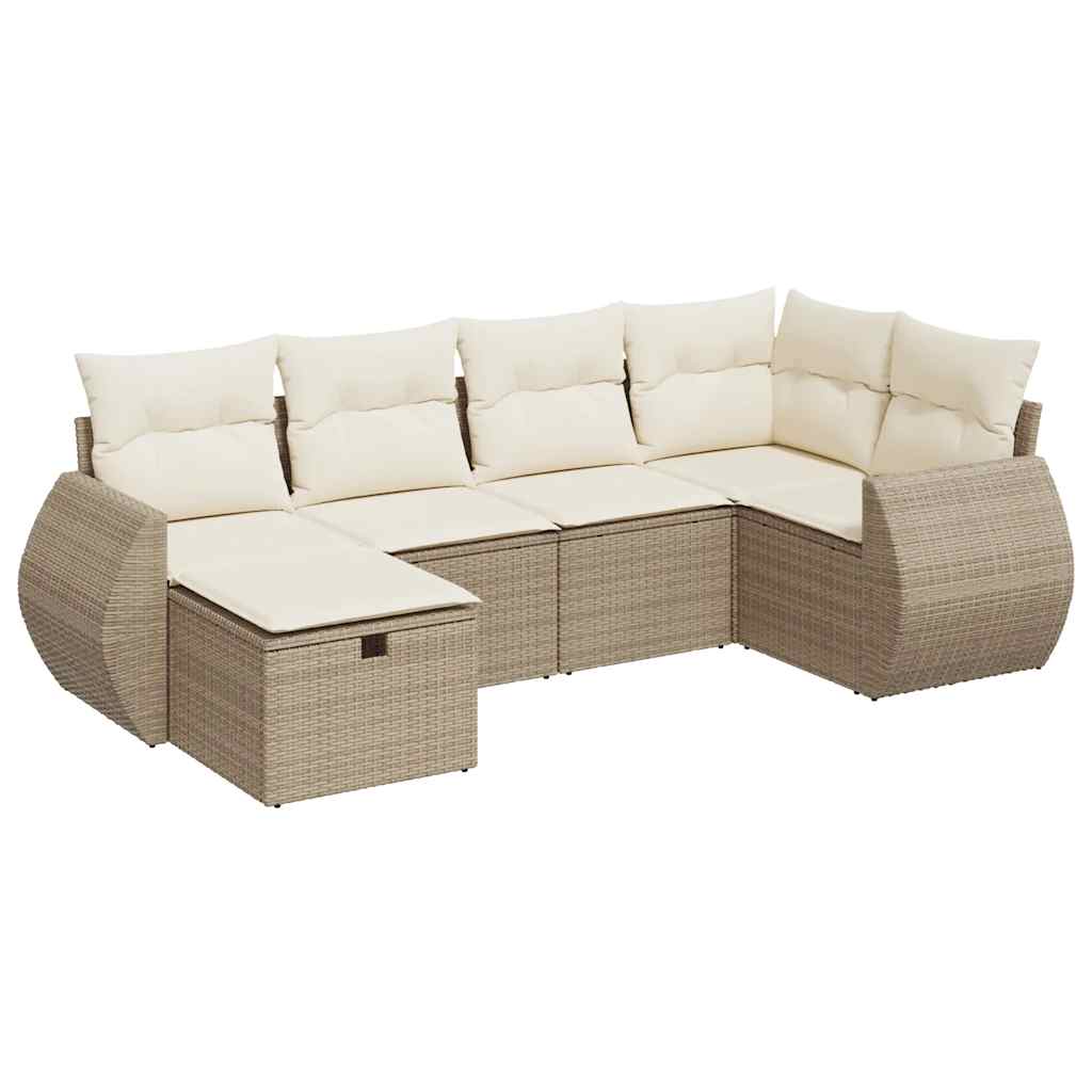 6-dijelni set vrtnih sofa s jastucima bež od poliratana