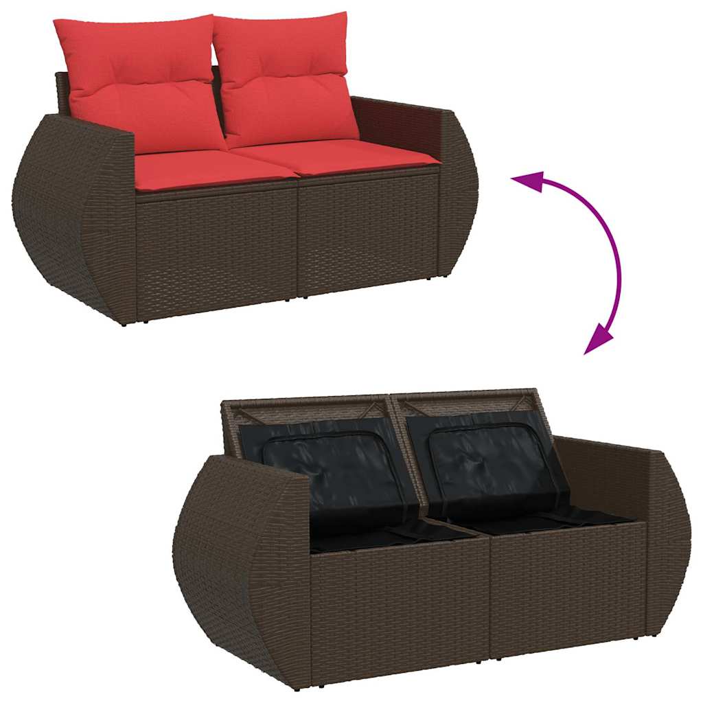 6-dijelni set vrtnih sofa od poliratana s jastucima smeđi