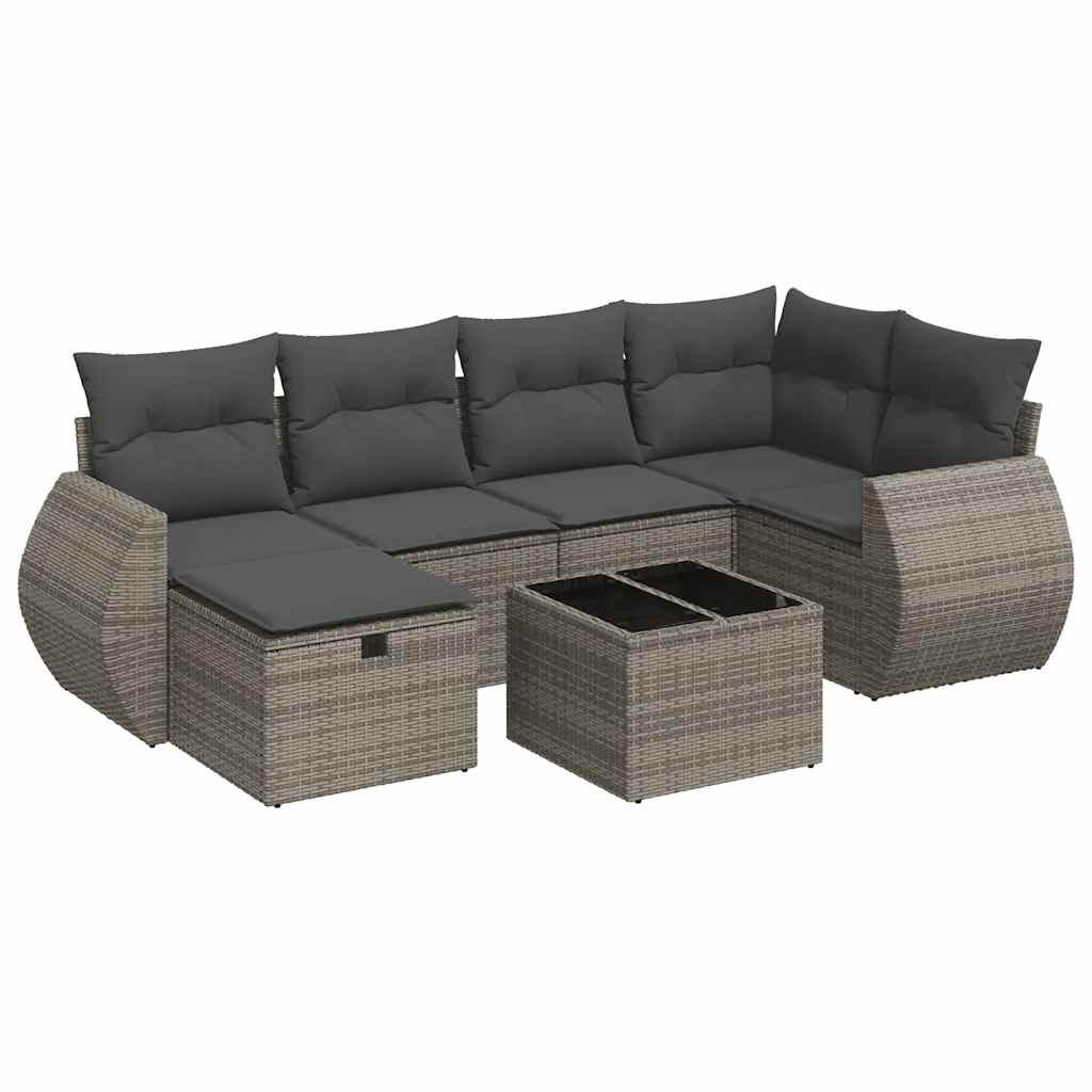 7-dijelni set vrtnih sofa sivi od poliratana