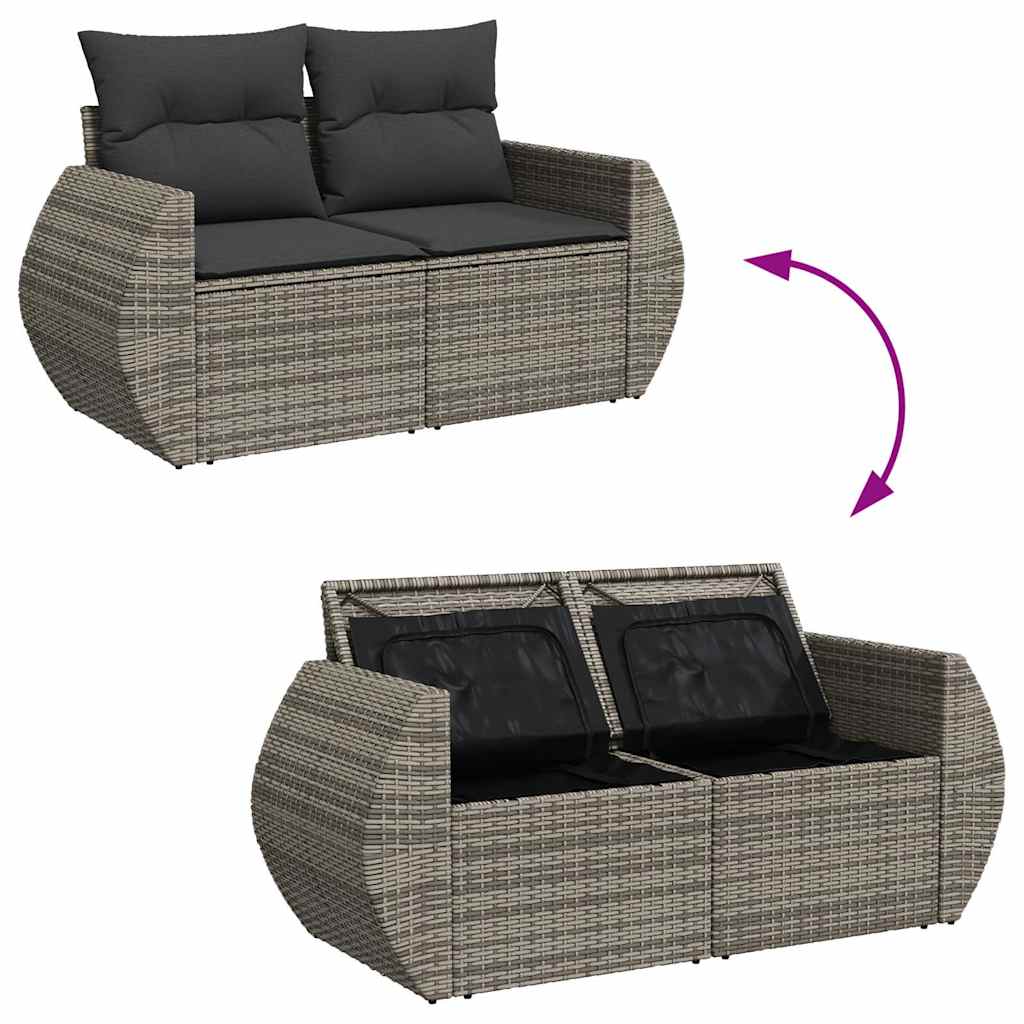 7-dijelni set vrtnih sofa sivi od poliratana