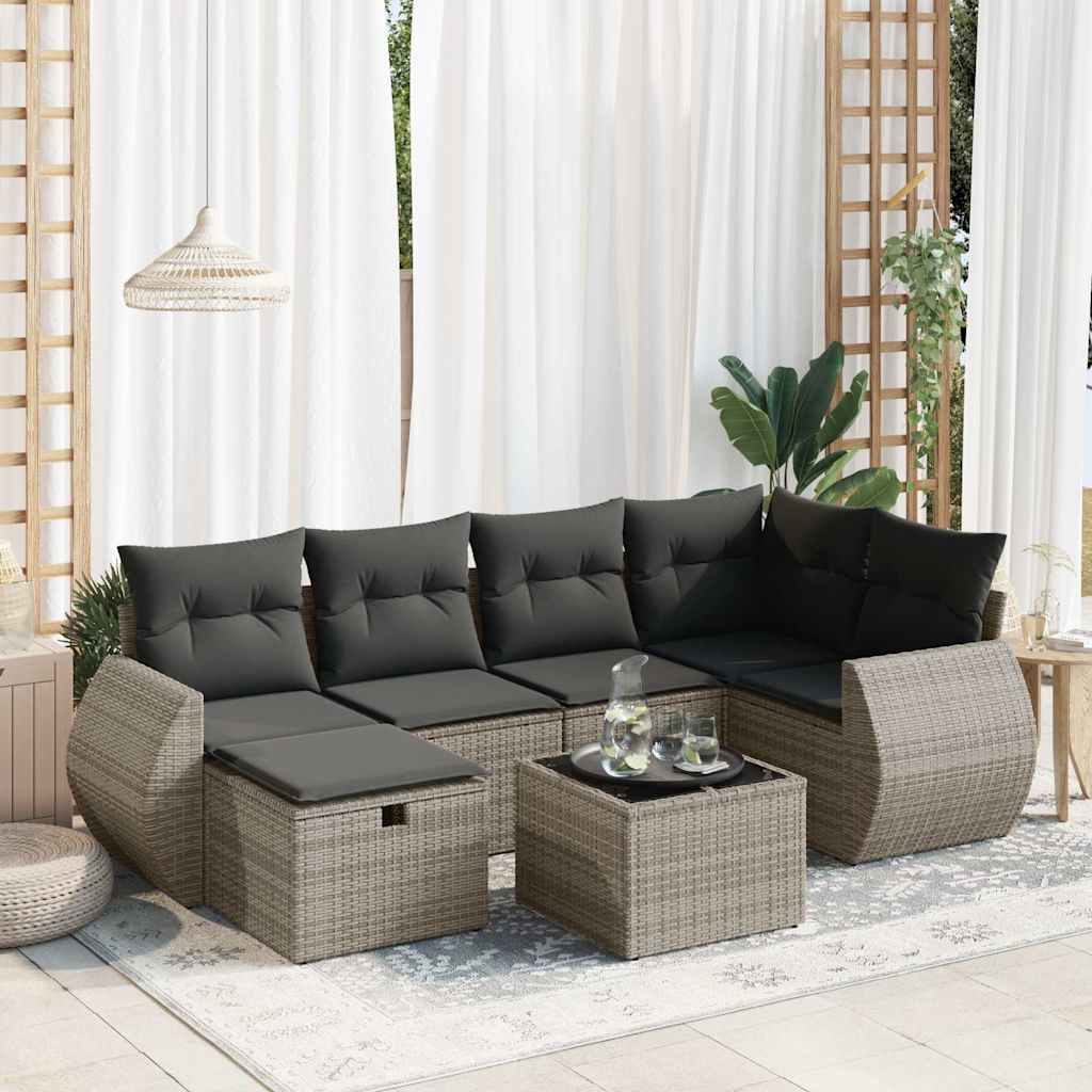 7-dijelni set vrtnih sofa sivi od poliratana