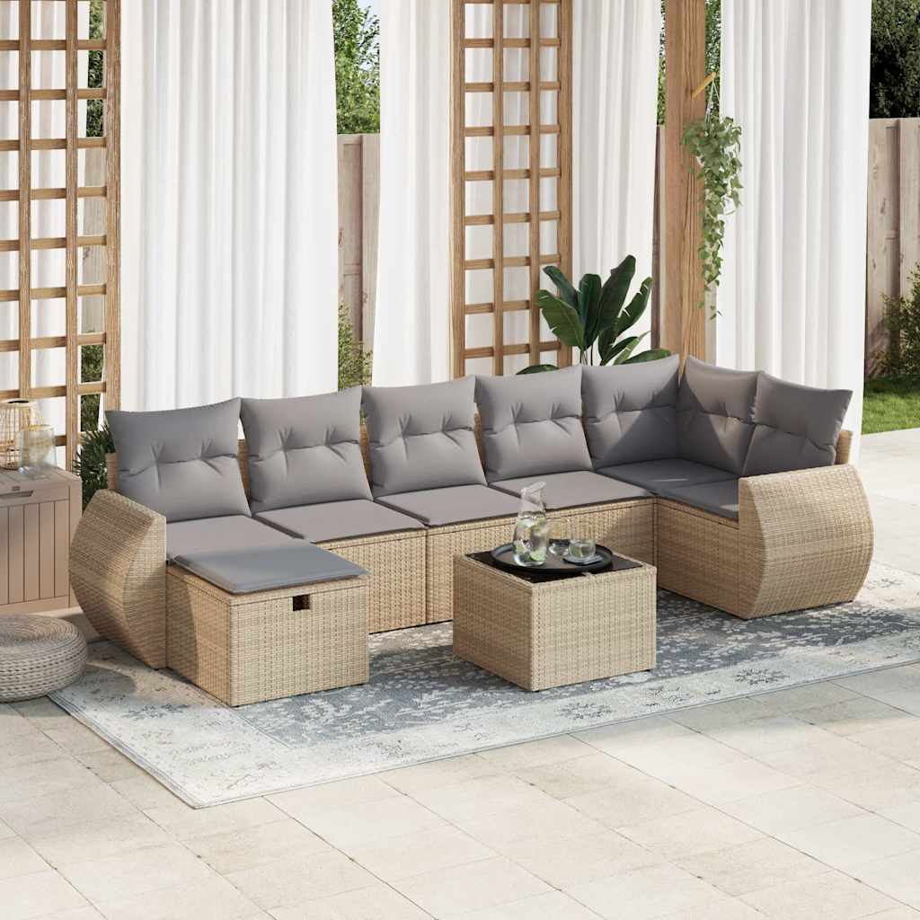 8-dijelni set vrtnih sofa od poliratana s jastucima bež