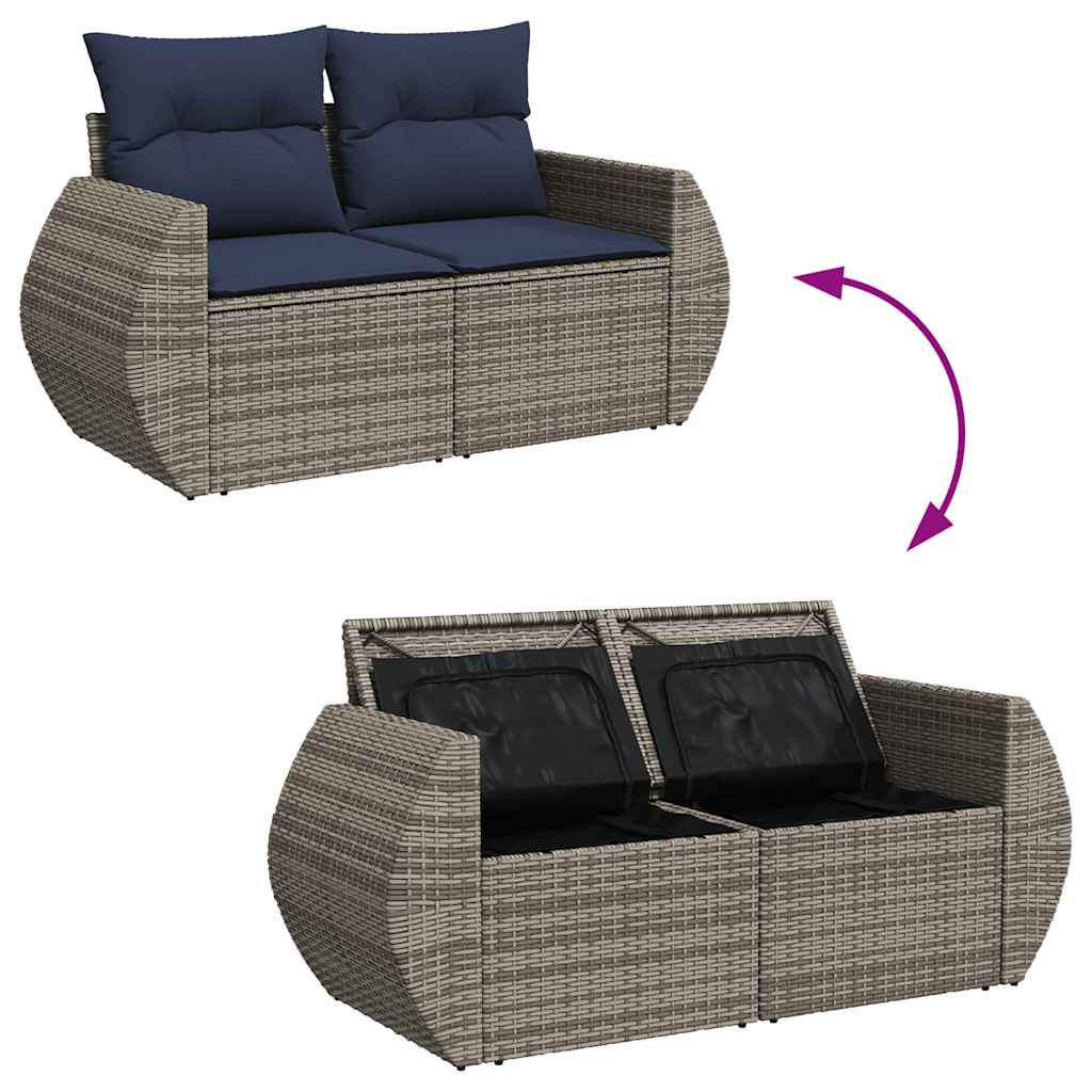 8-dijelni set vrtnih sofa od poliratana s jastucima sivi