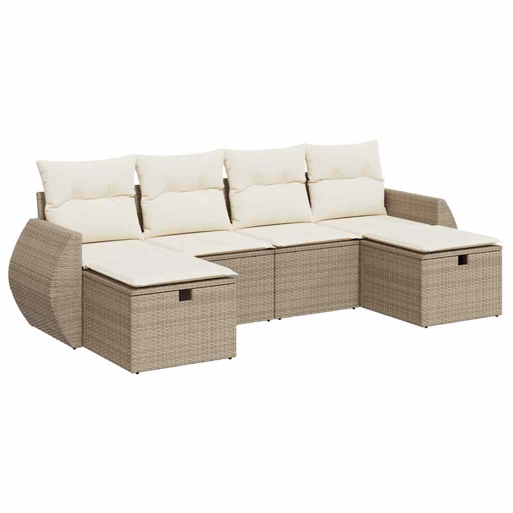 6-dijelni set vrtnih sofa s jastucima bež od poliratana