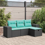 4-dijelni set vrtnih sofa od poliratana s jastucima crni