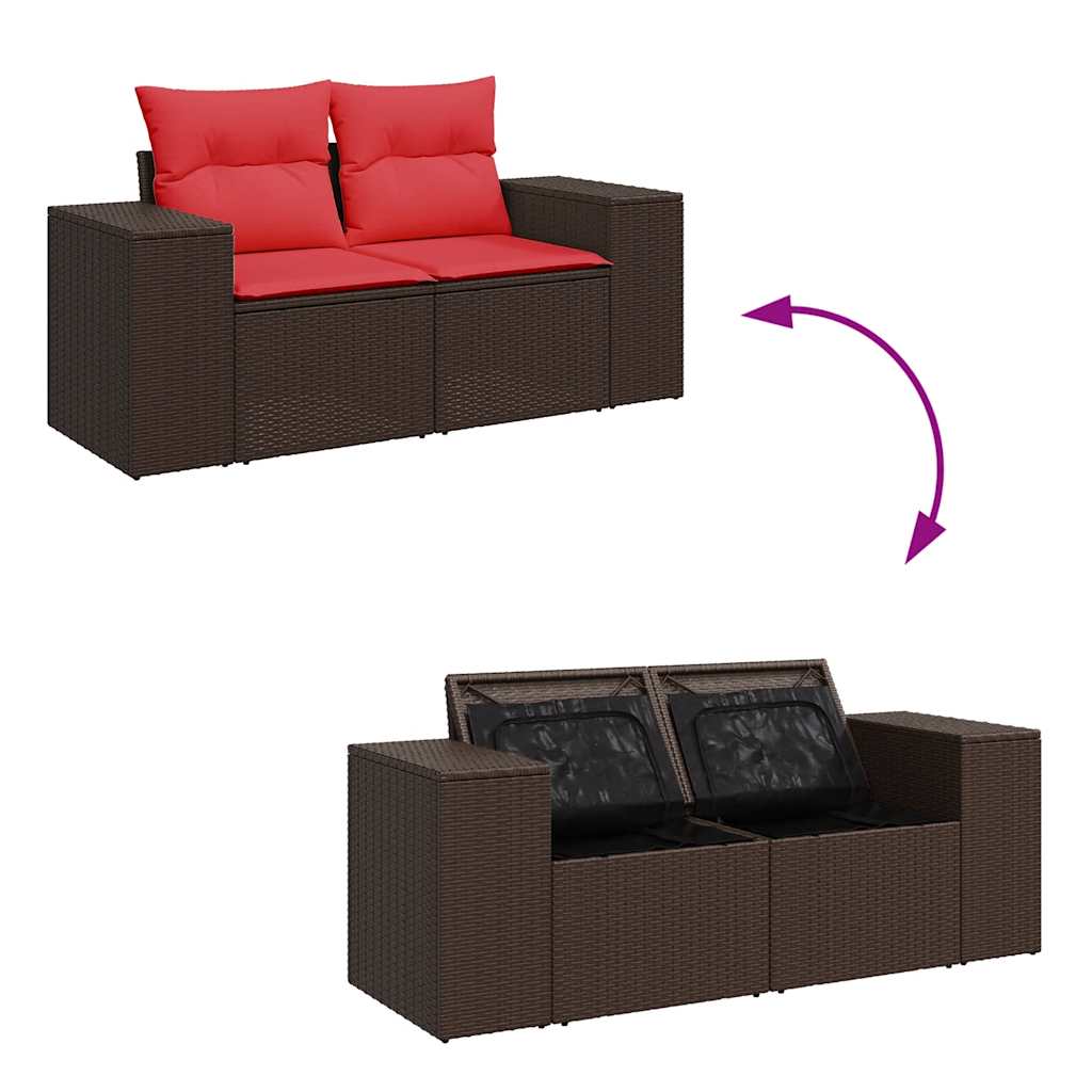 4-dijelni set vrtnih sofa od poliratana s jastucima smeđi