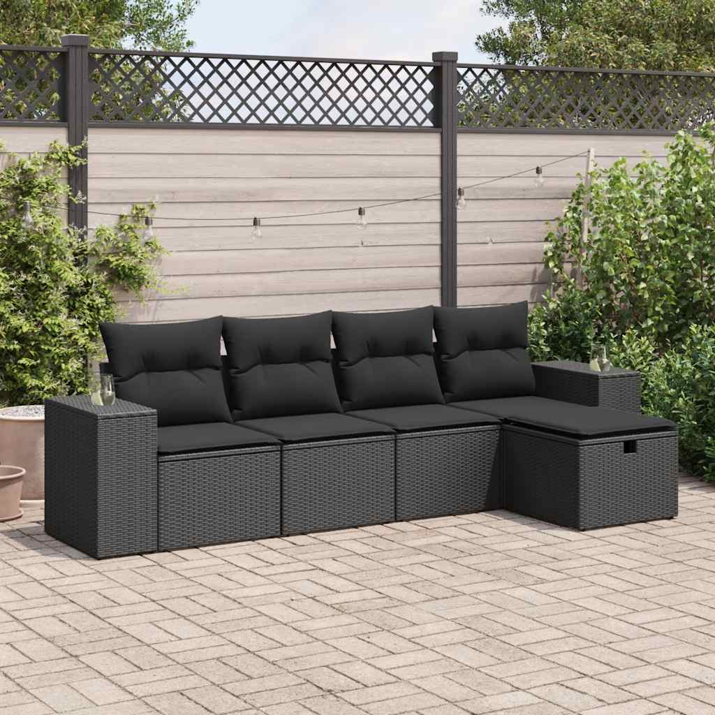 5-dijelni set vrtnih sofa s jastucima bež od poliratana