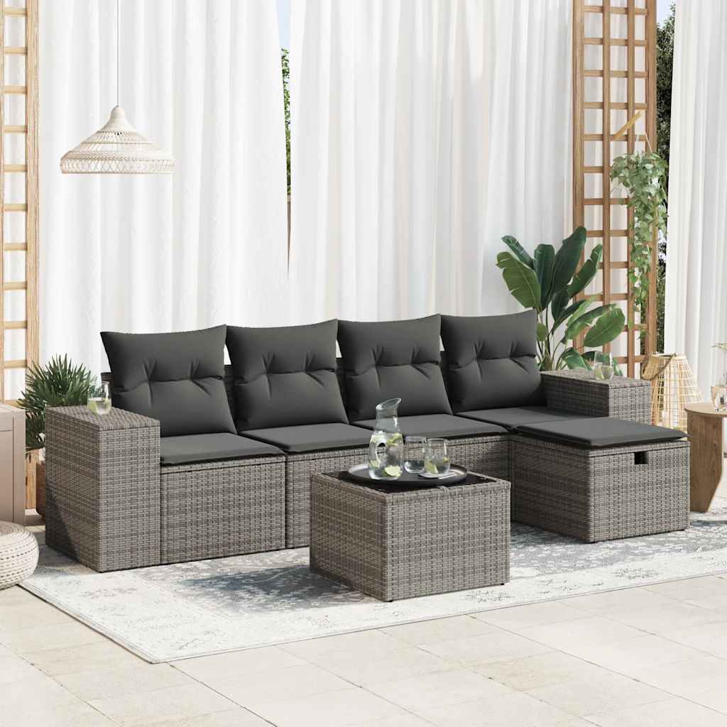 5-dijelni set vrtnih sofa s jastucima bež od poliratana