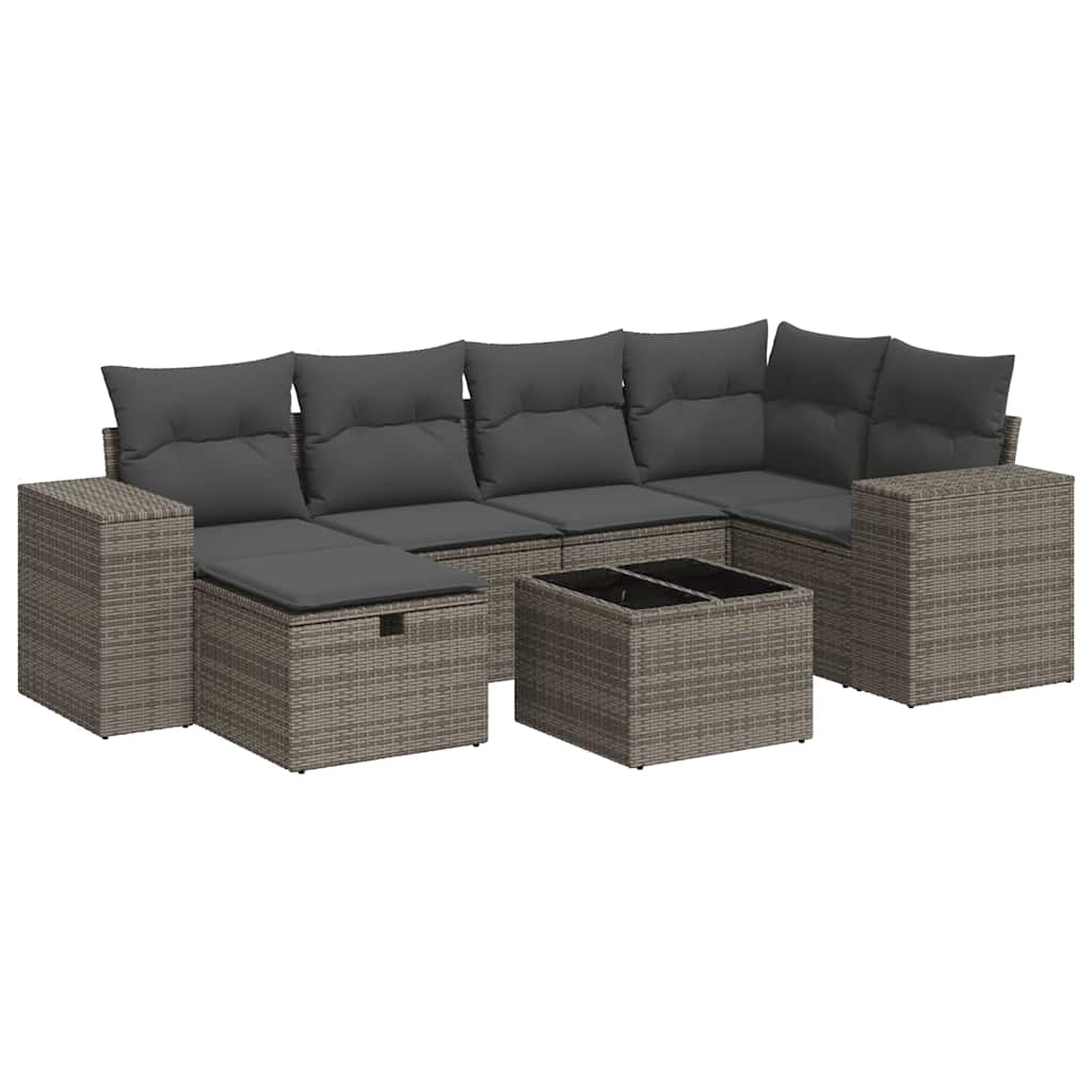 7-dijelni set vrtnih sofa sivi od poliratana