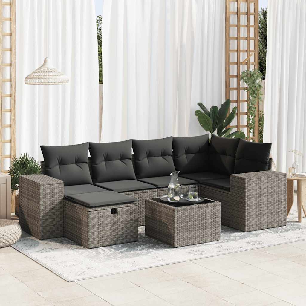 7-dijelni set vrtnih sofa sivi od poliratana
