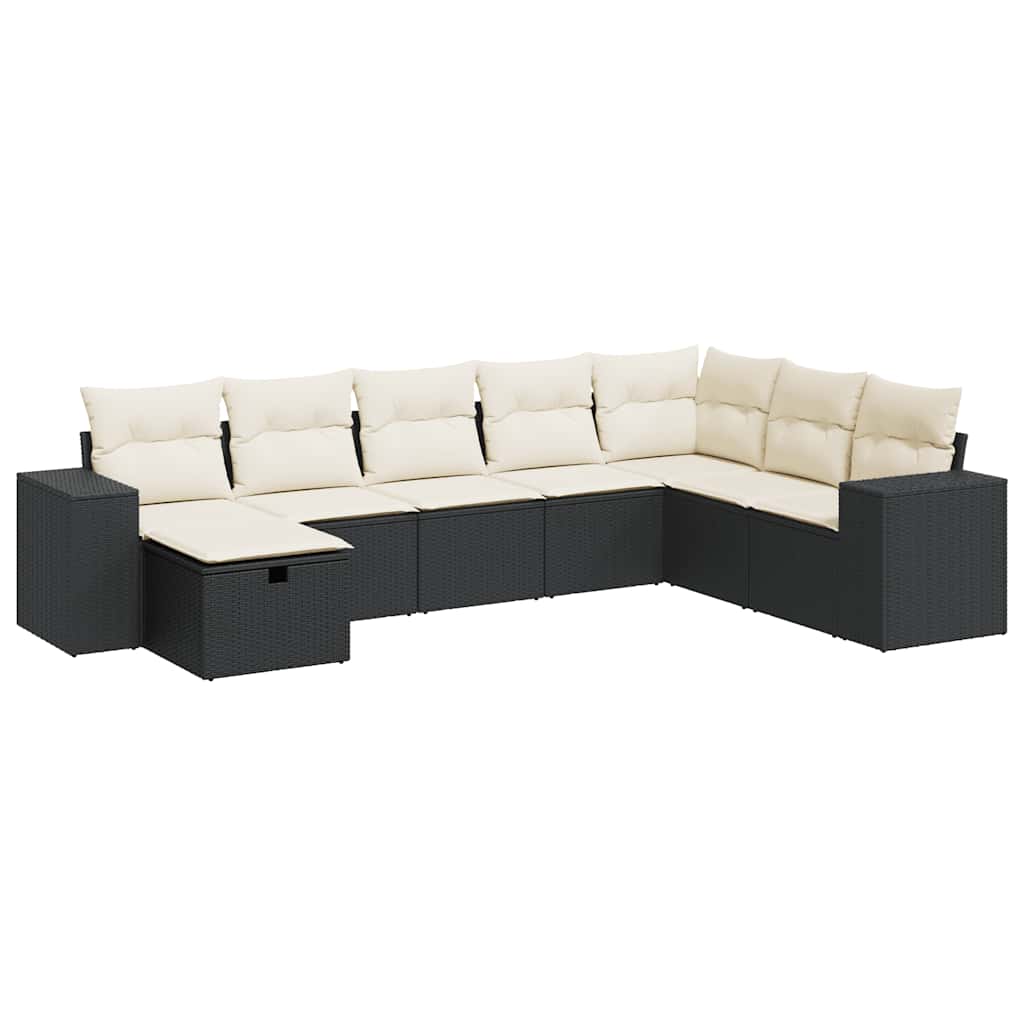 8-dijelni set vrtnih sofa od poliratana s jastucima crni
