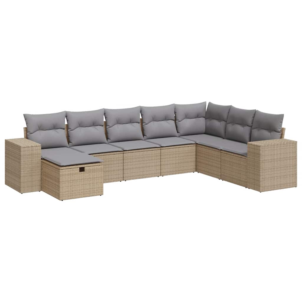 8-dijelni set vrtnih sofa od poliratana s jastucima bež