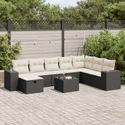 9-dijelni set vrtnih sofa s jastucima crni od poliratana