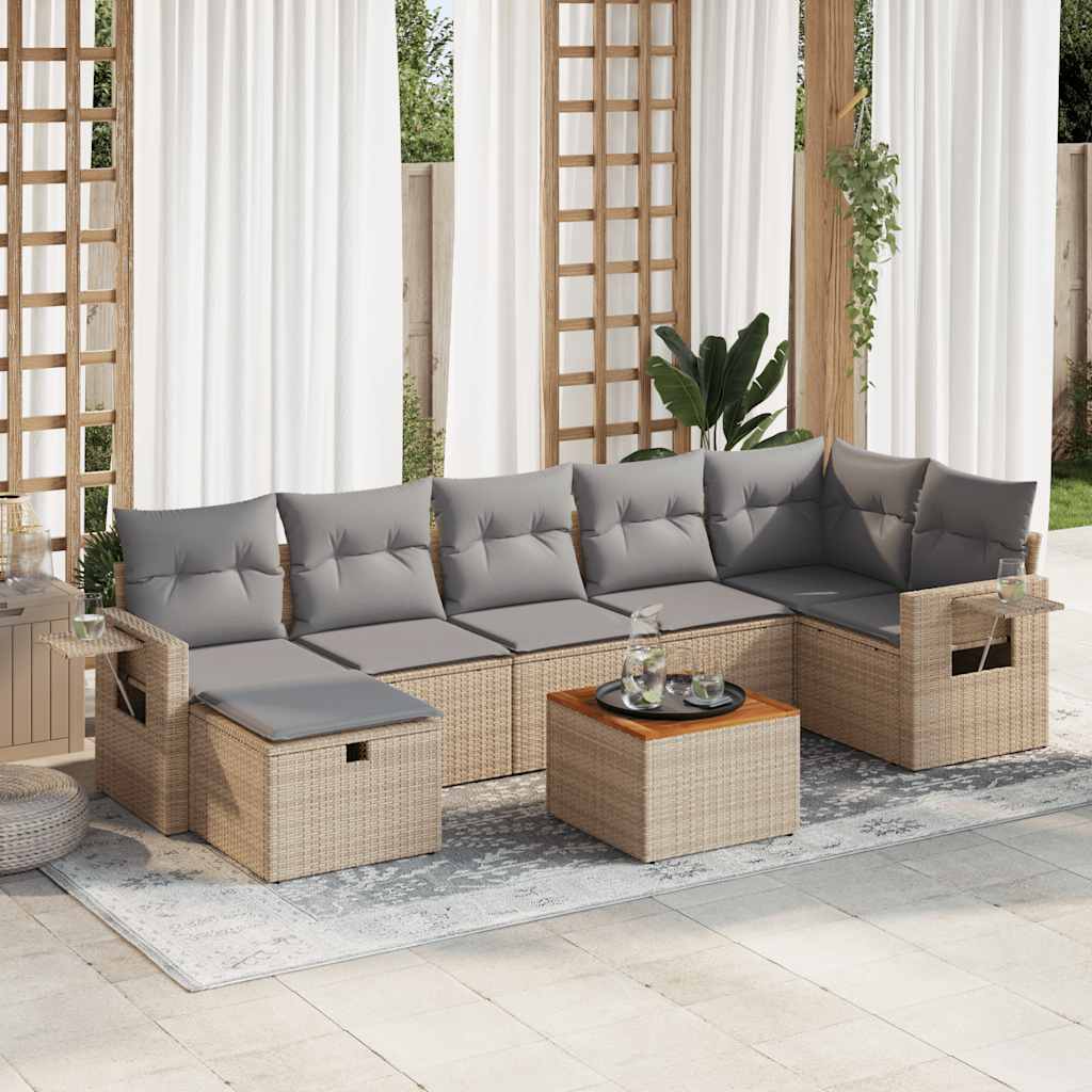 8-dijelni set vrtnih sofa od poliratana s jastucima bež