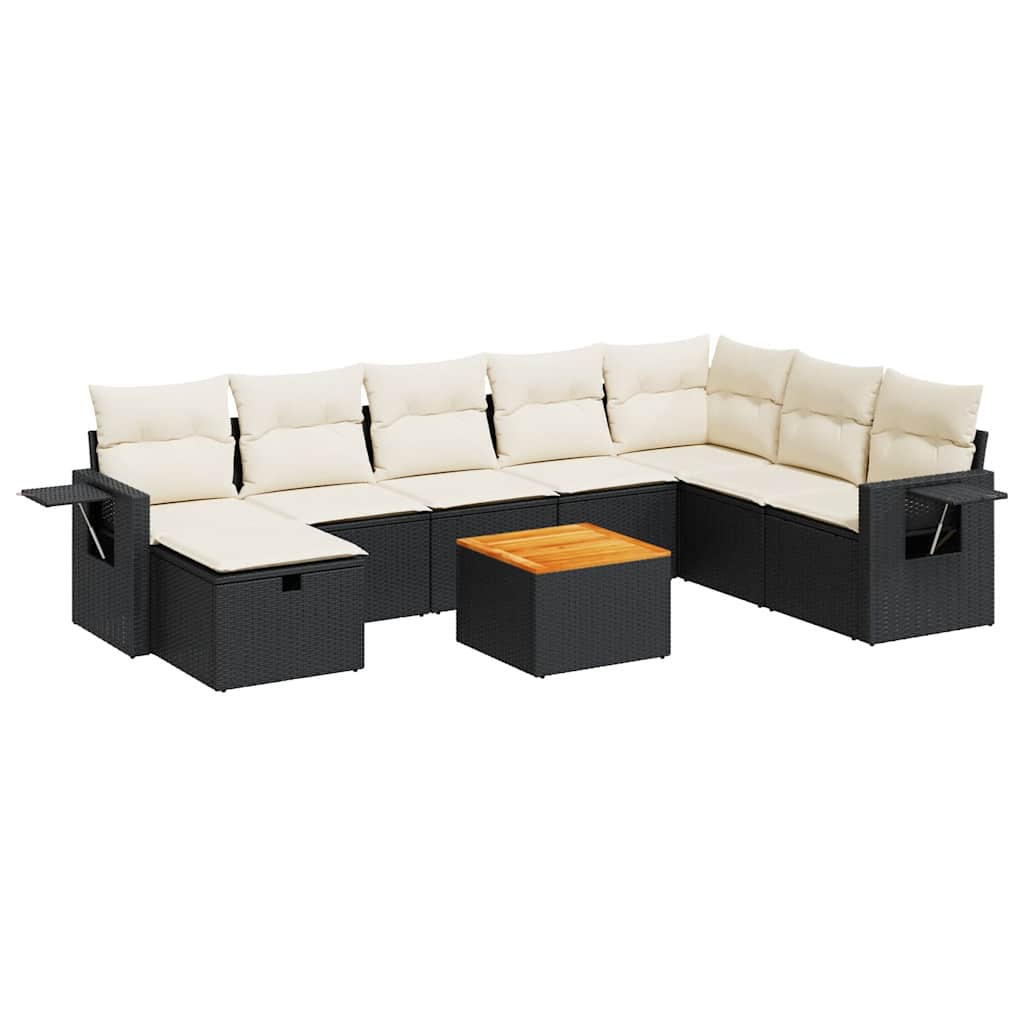 9-dijelni set vrtnih sofa s jastucima crni od poliratana