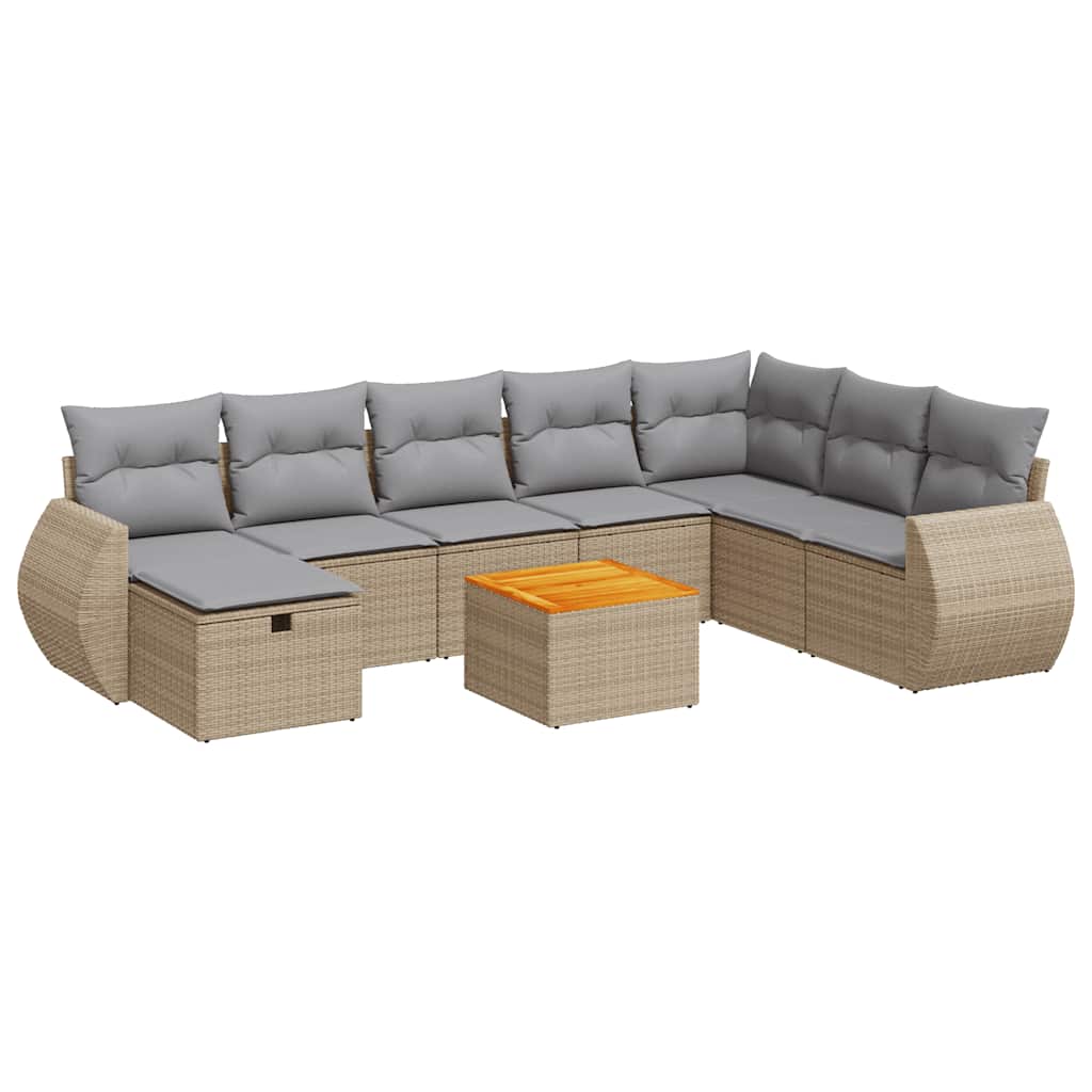 9-dijelni set vrtnih sofa s jastucima bež od poliratana