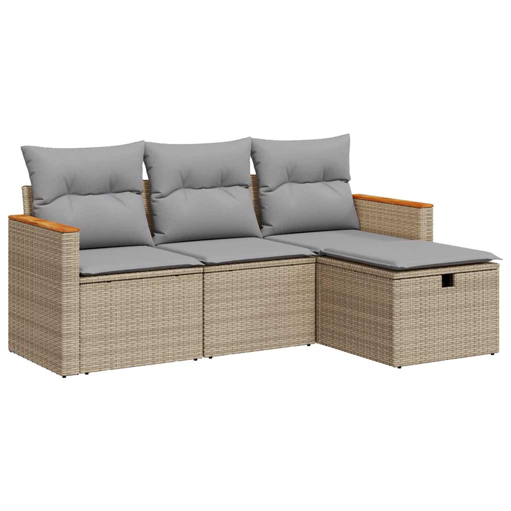 4-dijelni set vrtnih sofa s jastucima bež od poliratana
