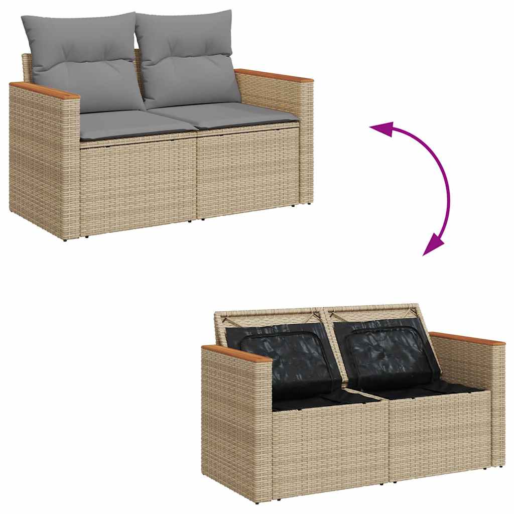 4-dijelni set vrtnih sofa s jastucima bež od poliratana