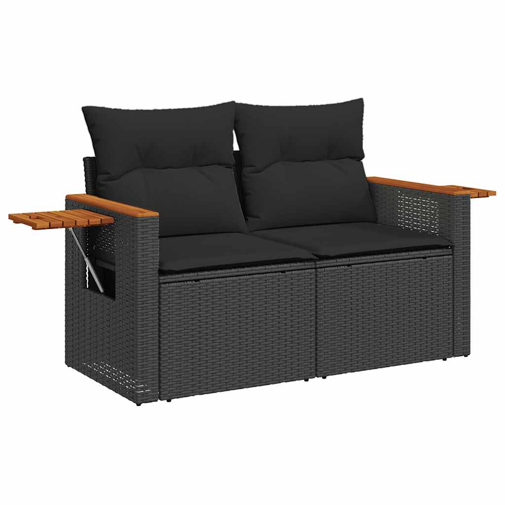 4-dijelni set vrtnih sofa od poliratana s jastucima crni