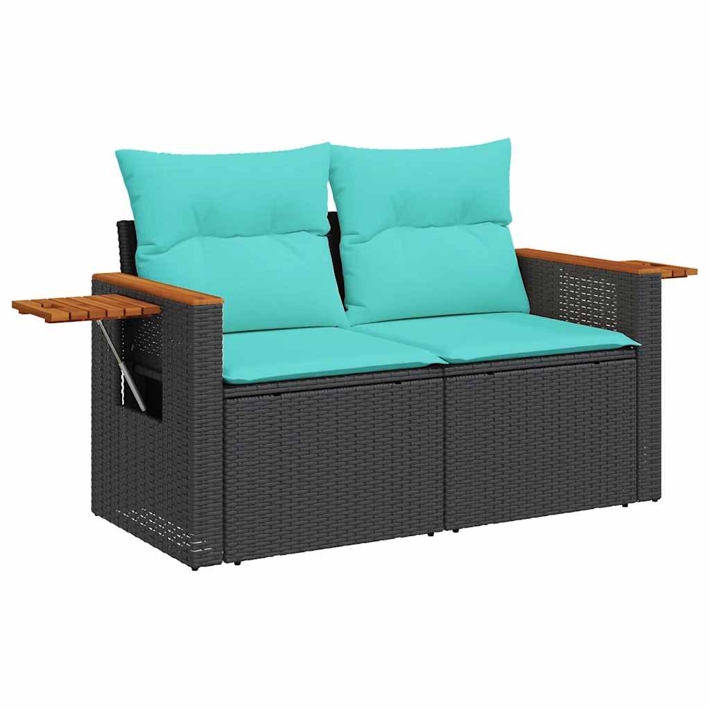 4-dijelni set vrtnih sofa od poliratana s jastucima crni