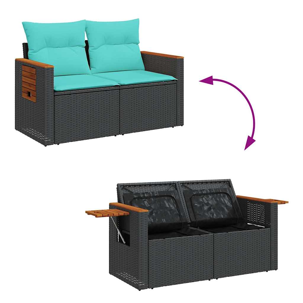 4-dijelni set vrtnih sofa od poliratana s jastucima crni