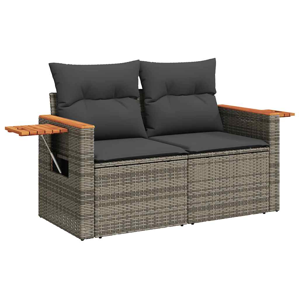 6-dijelni set vrtnih sofa od poliratana s jastucima sivi
