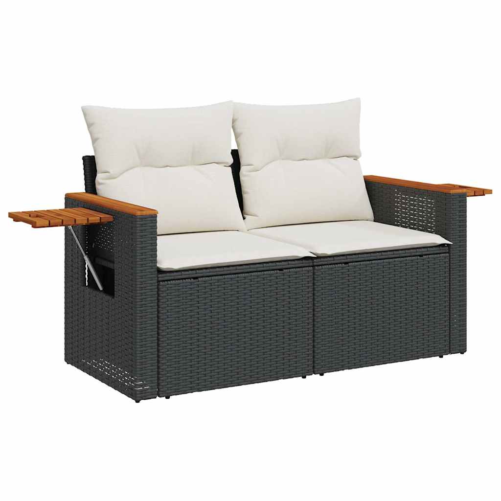 7-dijelni set vrtnih sofa od poliratana s jastucima crni