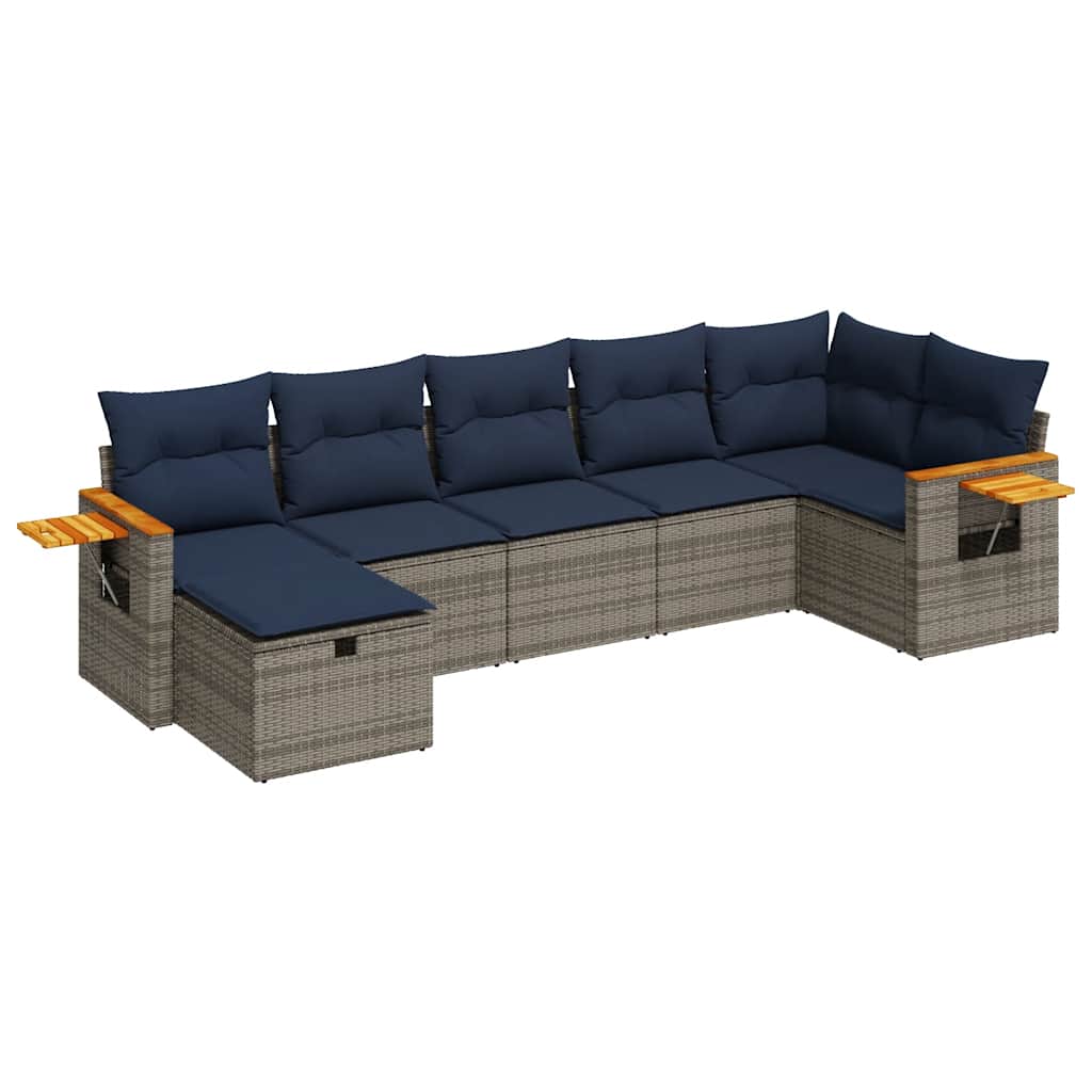7-dijelni set vrtnih sofa sivi od poliratana