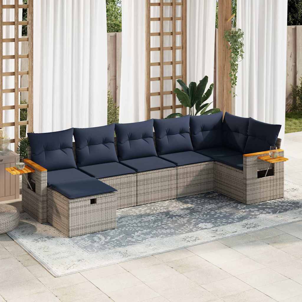 7-dijelni set vrtnih sofa sivi od poliratana