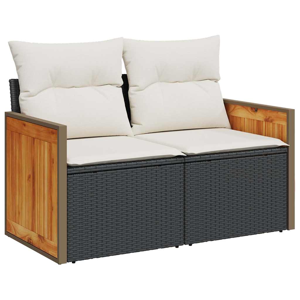 4-dijelni set vrtnih sofa od poliratana s jastucima crni