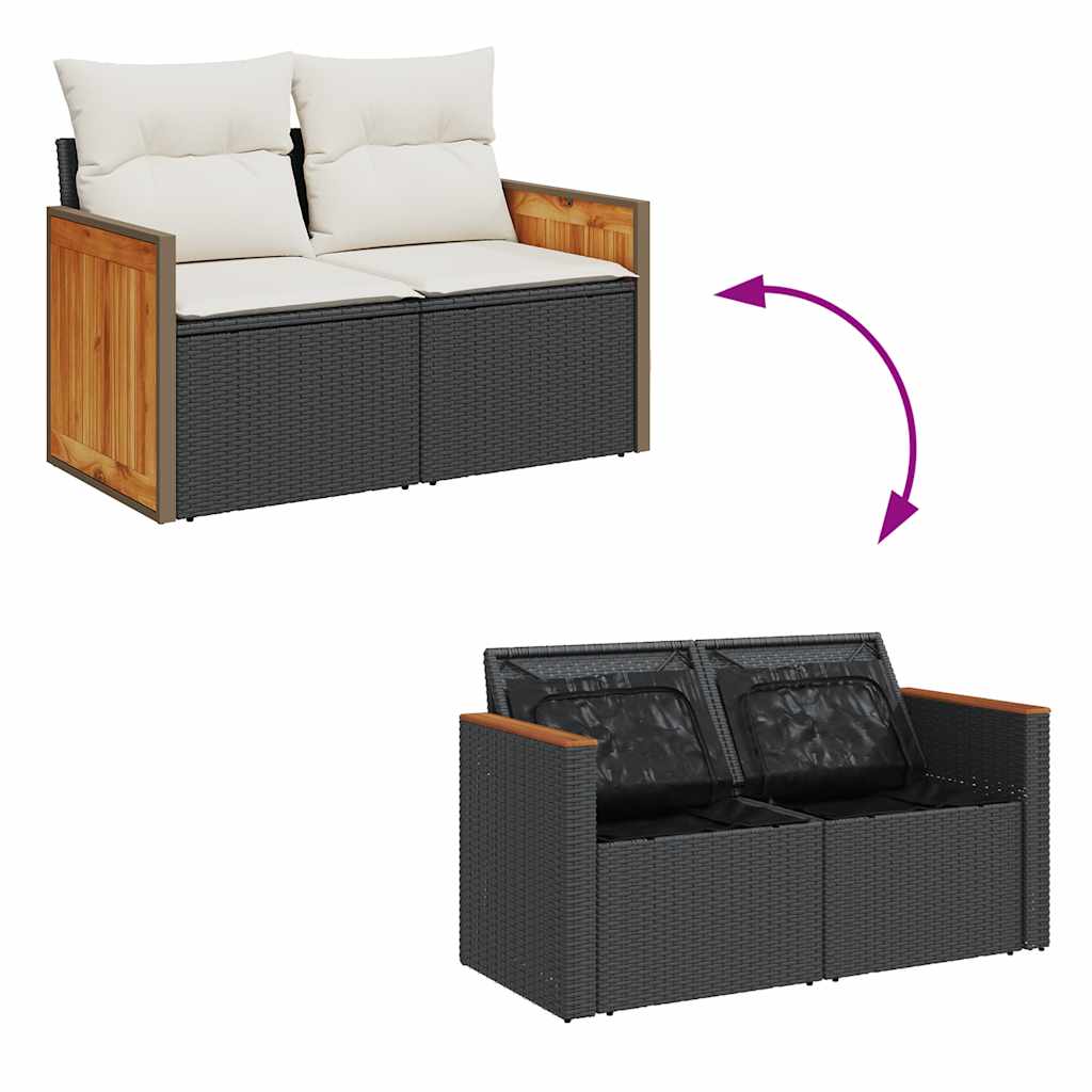 4-dijelni set vrtnih sofa od poliratana s jastucima crni