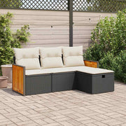 4-dijelni set vrtnih sofa od poliratana s jastucima crni