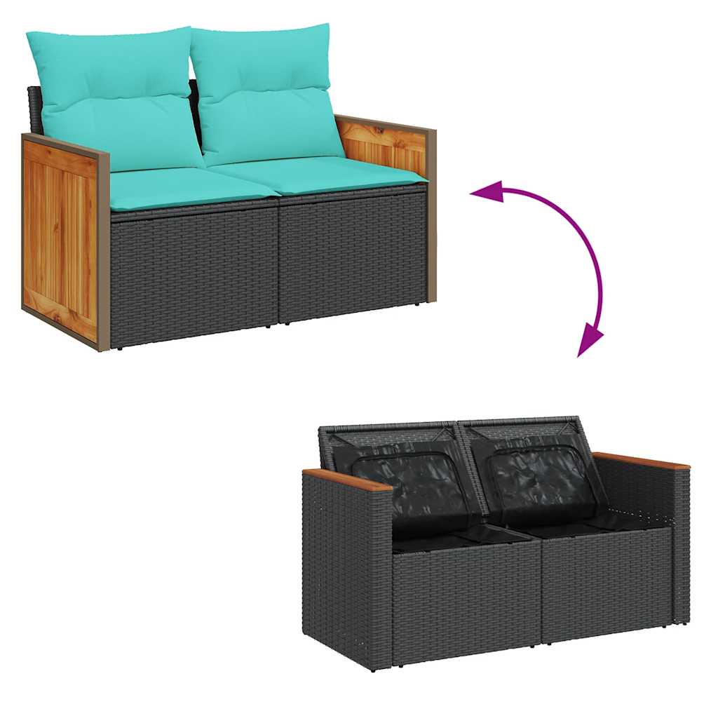 4-dijelni set vrtnih sofa od poliratana s jastucima crni