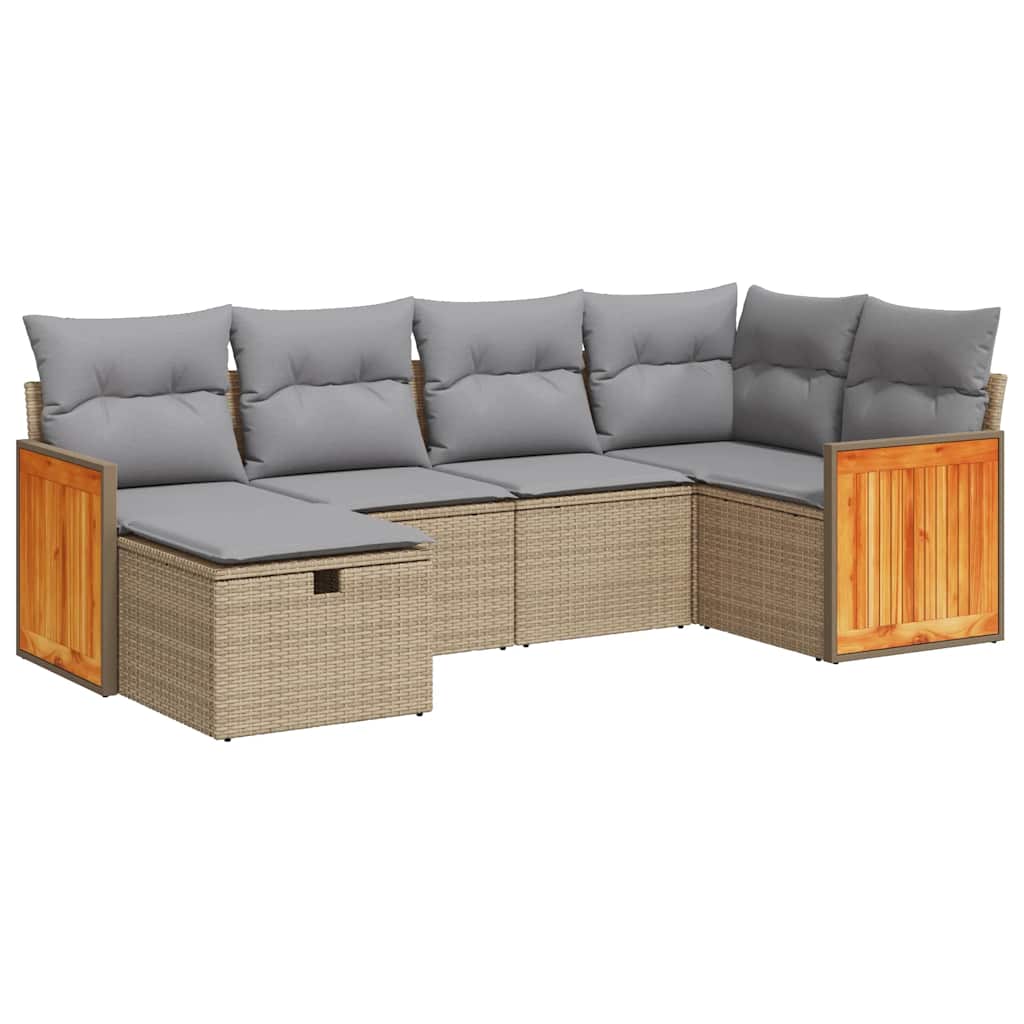 6-dijelni set vrtnih sofa s jastucima bež od poliratana