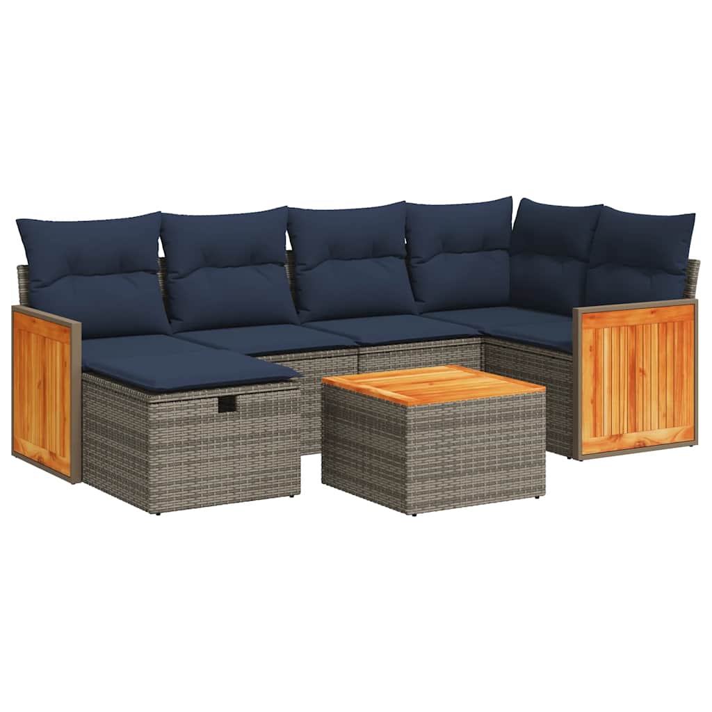 7-dijelni set vrtnih sofa sivi od poliratana