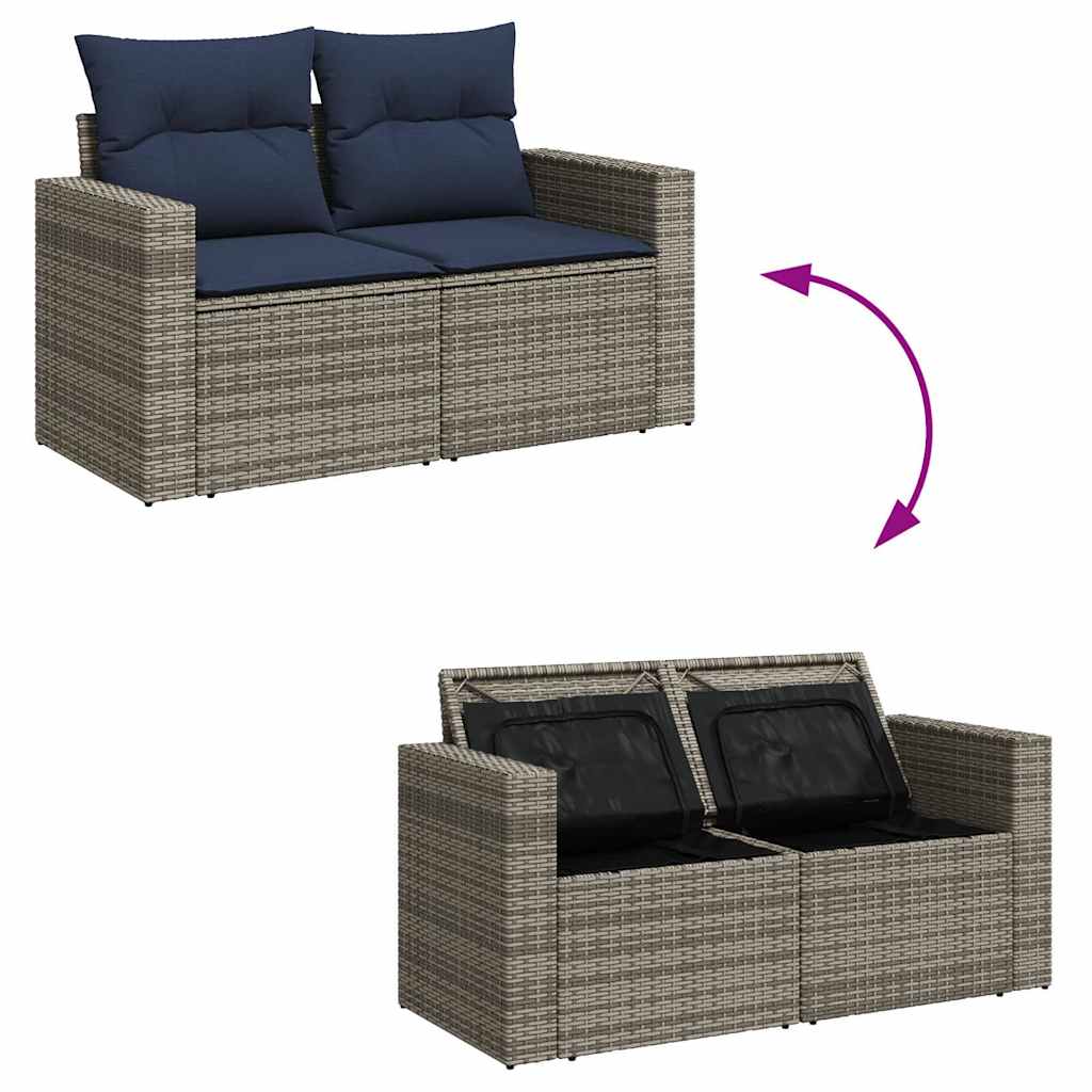 10-dijelni set vrtnih sofa od poliratana s jastucima sivi