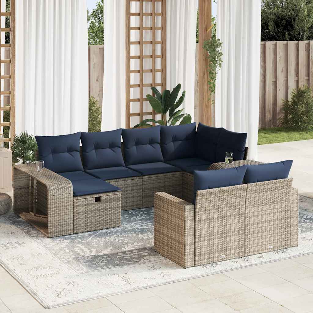 10-dijelni set vrtnih sofa od poliratana s jastucima sivi