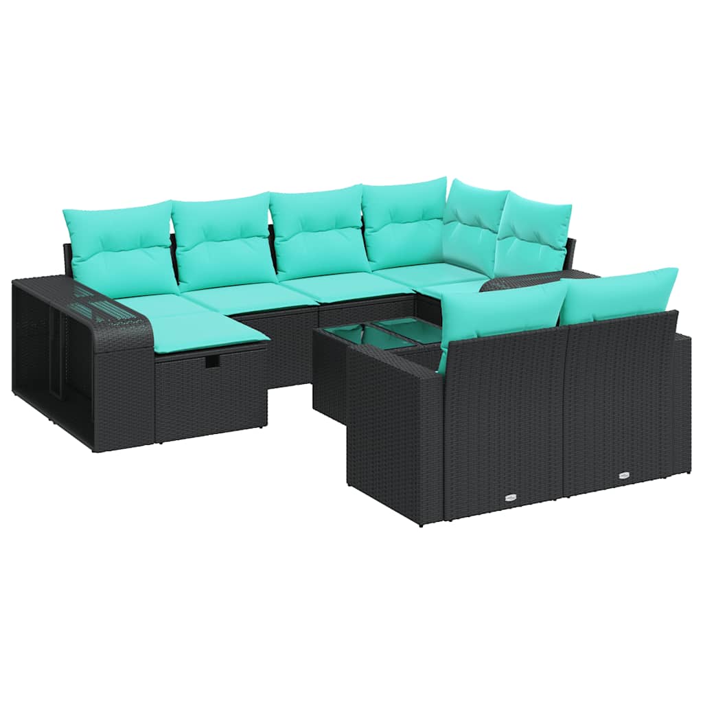 11-dijelni set vrtnih sofa od poliratana s jastucima crni