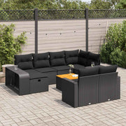 11-dijelni set vrtnih sofa od poliratana s jastucima crni