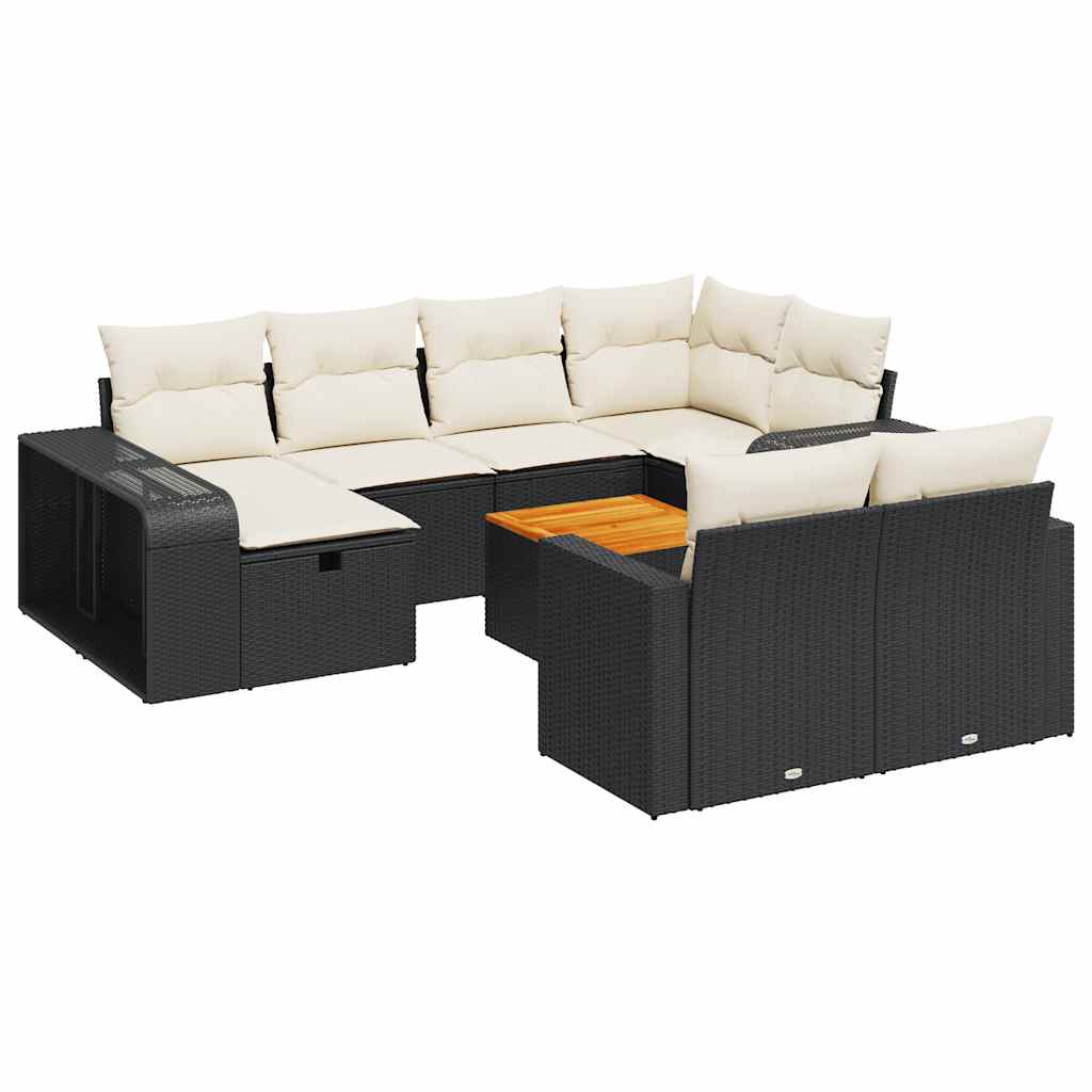 11-dijelni set vrtnih sofa od poliratana s jastucima crni
