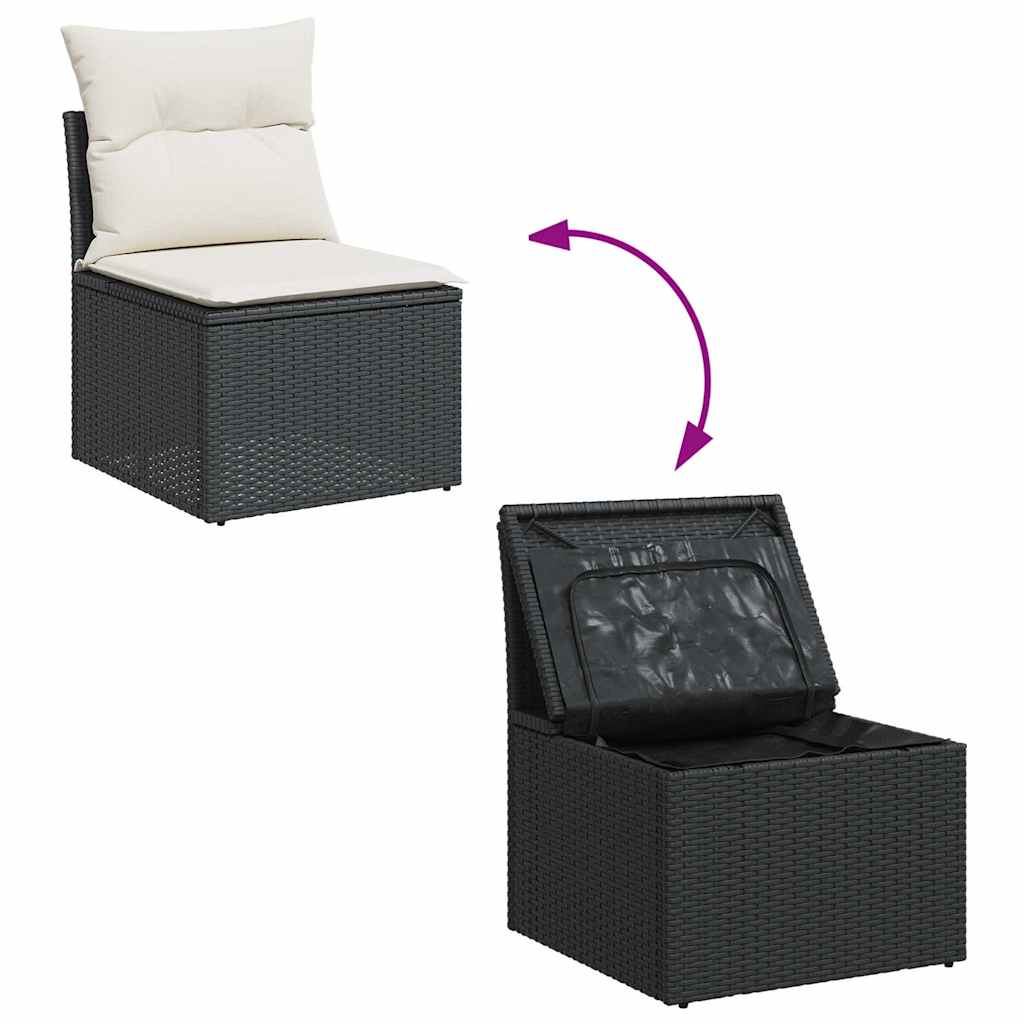 11-dijelni set vrtnih sofa od poliratana s jastucima crni