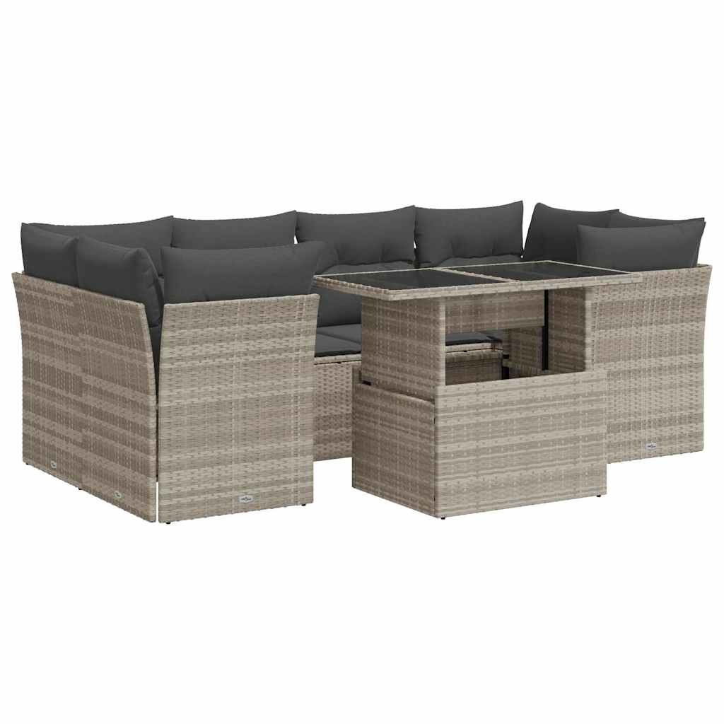 7-dijelni set vrtnih sofa svjetlosivi od poliratana