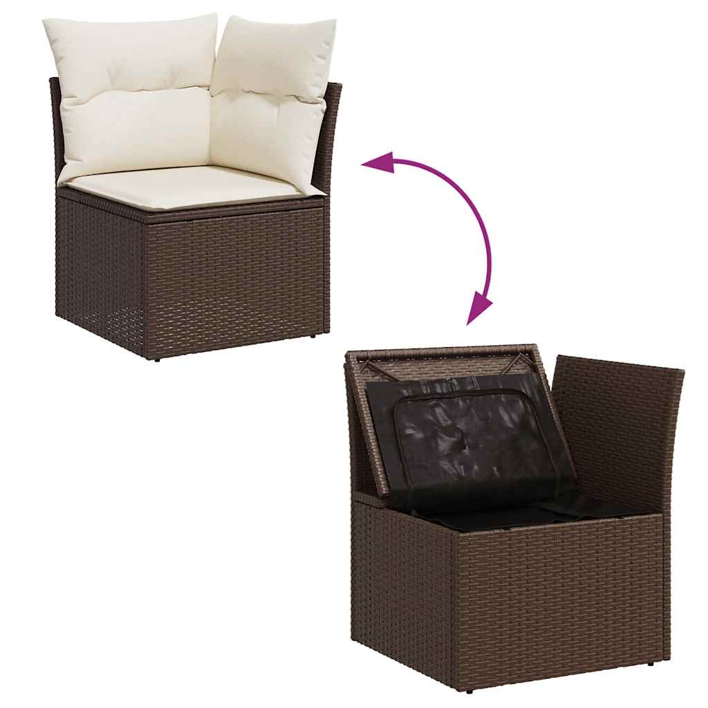 5-dijelni set vrtnih sofa s jastucima poliratan smeđi