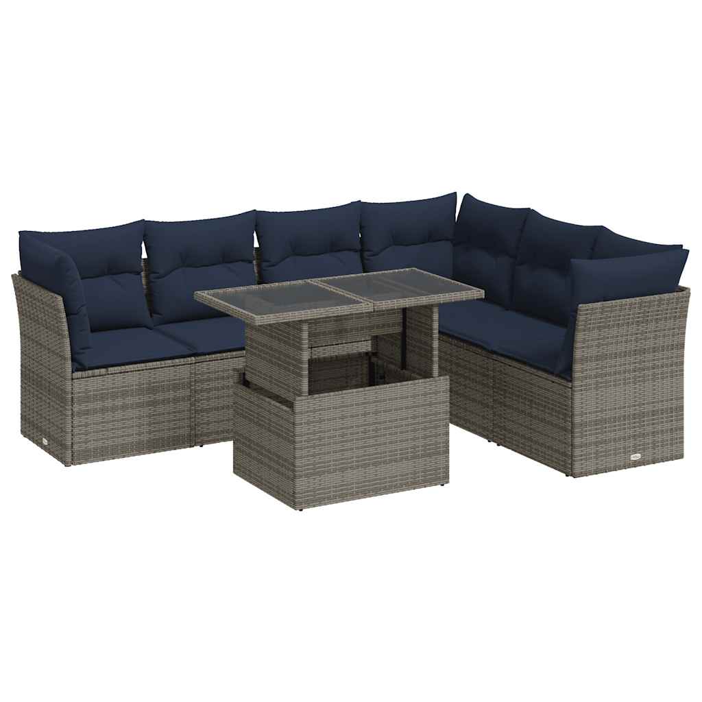 7-dijelni set vrtnih sofa od poliratana s jastucima crni bagrem